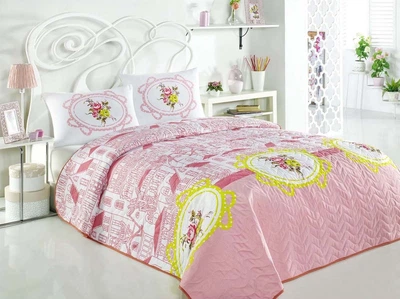 Покрывало стеганное с наволочками Eponj Home - Sirin розовый 200*220