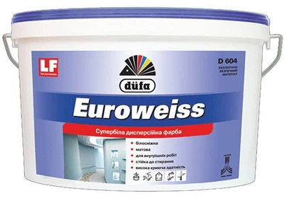 Краска интерьерная акриловая Dufa Euroweiss D604 супербелая 14 кг