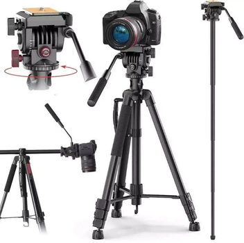 Штатив KINGJOY VT-890H, вертикальна тринога 360° для камери, фототапарата 183 см, чорний