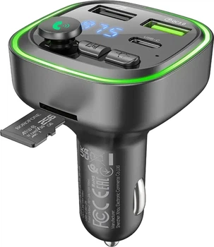 Автомобильный FM-трансмиттер Borofone BC48 Broad QC3.0 / 2xUSB / 1xType-C 18W / bluetooth Black (BC48B)
