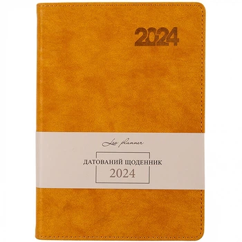 Ежедневник Leo Planner Case 2024 А5 368л м/обл слп/т горчичный со срезом в тон обложки (5056574423580)