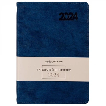 Ежедевник Leo Planner Case 2024 А5 368л м/обл слп/т т-синий со срезом в тон обложки (5056574423597)