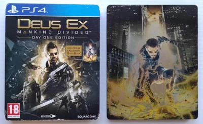 Deus Ex: Mankind Divided Day One Edition, Б/У + Steelbook, русские субтитры - диск для PlayStation 4