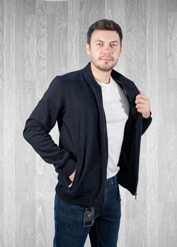 Бомбер Gaballi теплий чоловічий на блискавці 2XL-5XL великі розміри , Чорний, 4XL