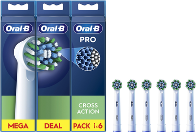 Насадки для електричної зубної щітки Oral-B Pro Cross Action, 6 шт білі (8006540847879)