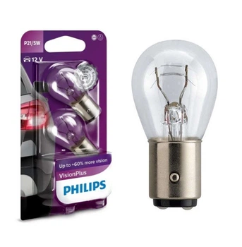 Автомобильная лампа PHILIPS P21/5W VisionPlus 12499VPB2 12V 21/5W блистер 2шт. (01144)