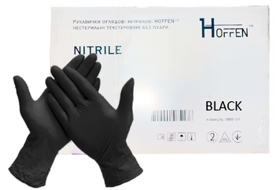 Рукавички нітрилові Hoffen Розмір XS 500 пар Чорні (CM_66022)