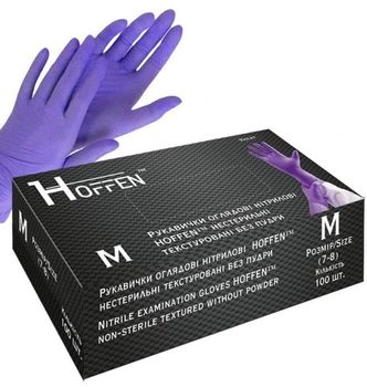 Перчатки нитриловые Hoffen Размер M 50 пар Фиолетовые (CM_66013)