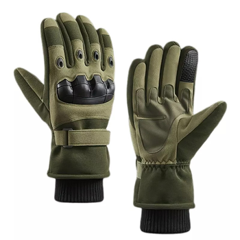 Тактические зимние полнопалые перчатки с флисом Eagle Tactical ET-03 Green Размер M