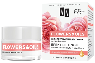 Krem przeciwzmarszczkowy AA Flowers&Oils 65+ Efekt Liftingu 50 ml (5900116083919)