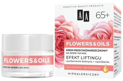 Krem przeciwzmarszczkowy AA Flowers&Oils 65+ Efekt liftingującyingu 50 ml (5900116083919)