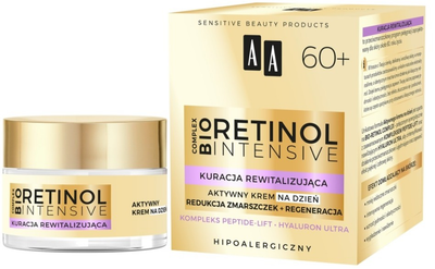 Krem do twarzy nawilżający AA Retinol Intensive 60+ redukcja zmarszczek+regeneracja na dzień 50 ml (5900116069494)