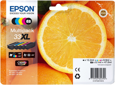 Zestaw tuszy Epson 33XL Multipack Black/Photo Black/Cyan/Magenta/Yellow (8715946645292)