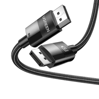 Кабель UGREEN DP114 DP 1.4 Male to Male Plastic Case Braided Cable 1.5m Black (80391)