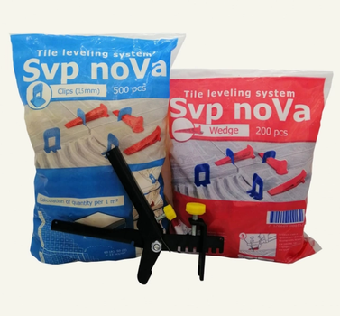 Комплект СВП NoVa: (основа СВП 1уп. 1мм + клини 1уп.+ пістолет для затискача NoVa пластиковий)