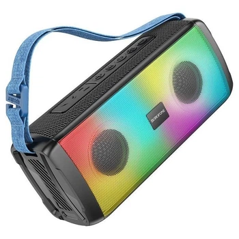 Беспроводная портативная колонка Borofone BR26 (Bluetooth 5.3, AUX, USB, 1500 мАч, с RGB подсветкой и ремнем) - Черный