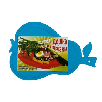 Дошка обробна пластикова для нарізування м'яса, риби, овочів і фруктів у формі груші (280х190 мм) Блакитна