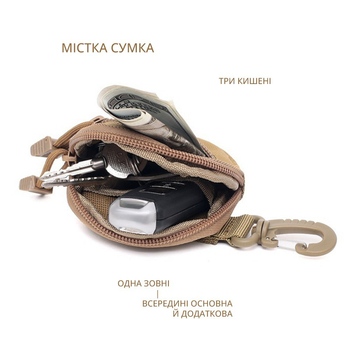 Ключниця-гаманець на пояс та рюкзак, тактичний підсумок, міні-сумка для ключів та документів (бежевий)