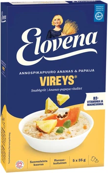 Каша овсяная Elovena Мгновенного приготовления Ананас и папайя 35 г х 5 шт (6411200113300)