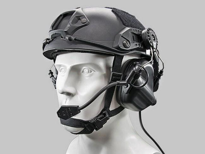 Активні навушники Earmor М32Н із кріпленням та гарнітурою під шолом Чорний (Kali) AI137