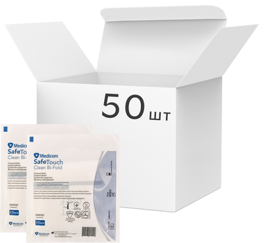Перчатки хирургические латексные стерильные, текстурированные Medicom SafeTouch Clean Bi-Fold опудренные 50 пар № 6.5 (1133-B)