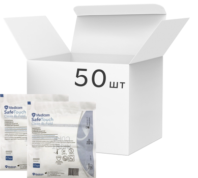 Рукавички хіруpгічні латексні стерильні, текстуровані Medicom SafeTouch Clean Bi-Fold неопудрені 50 пар № 9 (1134/9)