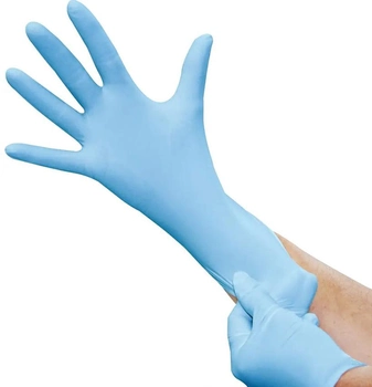 Перчатки смотровые нитриловые текстурированные, нестерильные Medicom SafeTouch Advanced Slim Blue неопудренные 3.6 г 50 пар № L (1175P-D)