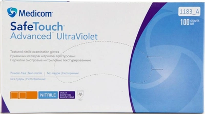 Перчатки смотровые нитриловые нестерильные, текстурированные Medicom SafeTouch Advanced Violet неопудренные 3.4 г фиолетовые 50 пар № M (1183/M)