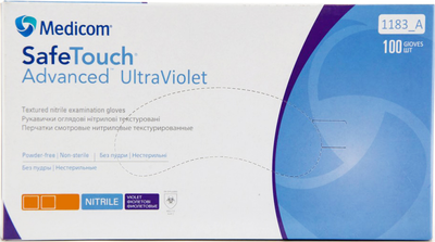 Рукавички оглядові нітрилові нестерильні, текстуровані Medicom SafeTouch Advanced Violet неопудрені 3.4 г фіолетові 50 пар № L (1183/L)