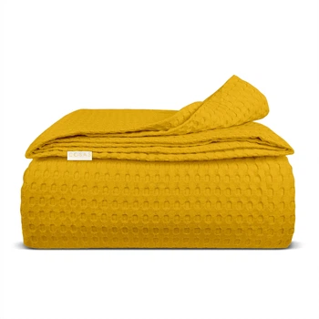Плед покривало COSAS Curcuma Waffle Weave 110х140 см Гірчичний
