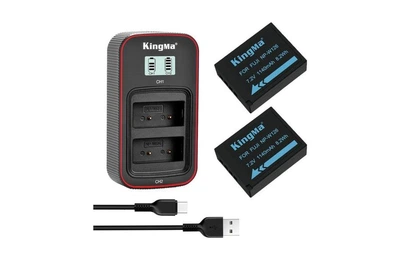 3-Pack NP-W126 комплект из 2 аккумуляторов KingMa для Fujifilm NP-W126 и двойного зарядного устройства