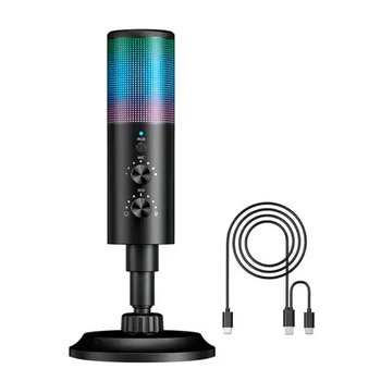 Микрофон игровой конденсаторный для записи AK-9, RGB и шумоподавление (117708)