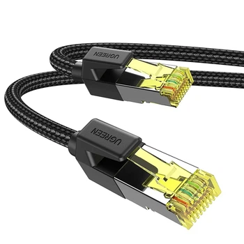 Інтернет-кабель Ugreen Ethernet RJ45 Cat 7 High Speed Braided Internet Cord мережевий шнур 10 м Black (YM1355)
