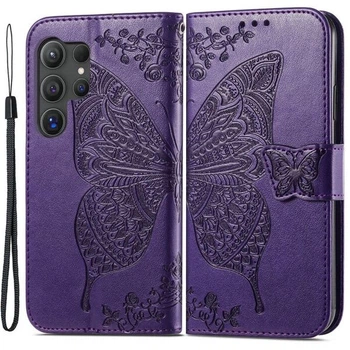 Чехол-книжка с рисунком UniCase Butterfly Pattern для Samsung Galaxy S24 Ultra - Dark Purple