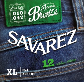 Струны для акустической гитары Savarez Acoustic A230XL Bronze .010/.047 (12 струн) (127124)