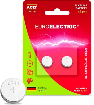 Батарейка щелочная Euroelectric AG13 LR44 1.5V blister 2 шт (BL-LR44/AG13-EE(2))