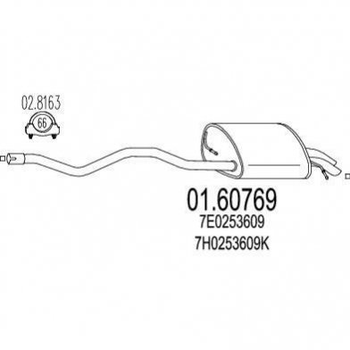 Глушник MTS 0160769 Volkswagen Transporter, Multivan; Mitsubishi Lancer 7E0253609, 7H0253609K