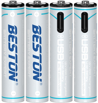 Аккумулятор Beston AAA USB Type-C 1.5 V 400 mAh Li-ion (3AC-18) 4 шт. (AA620272)