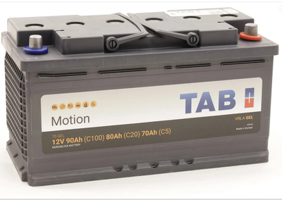 Акумулятор TAB MOTION GEL,(C20): 80Ah,кол. циклів 500, 353x175x190, B13, R "+", тяговий