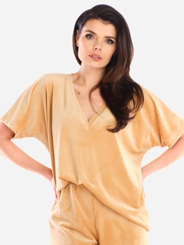 T-shirt damski Awama A416 One Size Beżowy (5902360554801)