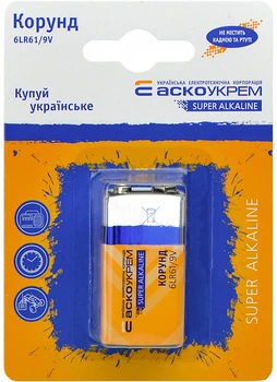 Батарейка Корунд щелочная 9V blister 1шт [Аско.6LR61.BL1] АСКО-УКРЕМ