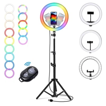 Світлодіодна кільцева лампа з тримачем для телефона RGB LED MJ33