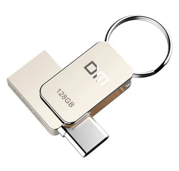 USB 3.0 + USB Type-C 2 в 1 OTG Флешка Брелок DM PD059 128Gb Silver