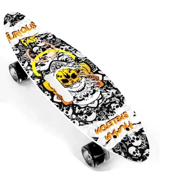 Пенни-борд Penny Best Board LED SKELETON с ручкой колеса PU светится Black/White (45455326) (С 32040/01)