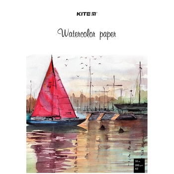 Папір для акварелі Kite K23-268, А3, 10 аркушів, 200г/м2