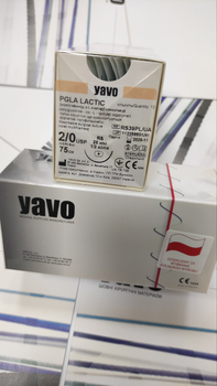Нитка хірургічна розсмоктувальна стерильна YAVO Poland PGLA LACTIC Поліфіламентна USP 2/0 75 см RS 26 мм 1/2 кола (5901748099187)