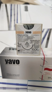 Нитка хірургічна розсмоктувальна стерильна YAVO Poland PGLA LACTIC Поліфіламентна USP 1 75 см RS 40 мм 1/2кола (5901748151175)