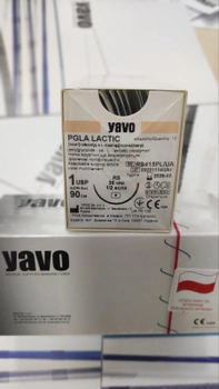 Нитка хірургічна розсмоктувальна стерильна YAVO Poland PGLA LACTIC Поліфіламентна USP 1 90 см RS 36 мм 1/2кола (5901748153704)