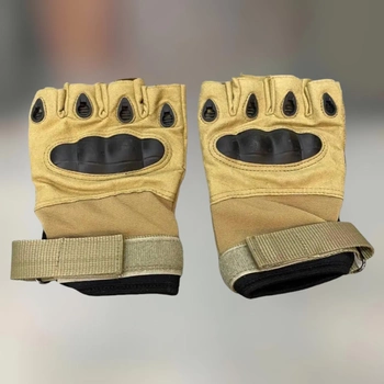 Рукавички тактичні Безпальцеві, колір Койот, розмір L, рукавички для військових, армійські рукавички