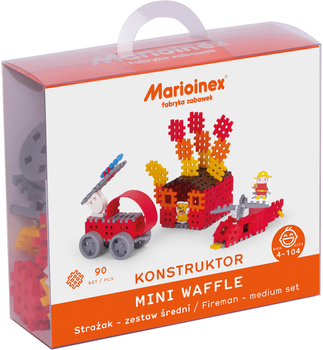 Klocki konstrukcyjne Marioinex Mini Waffle Strażak 90 elementów (5903033903797)